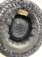 Load image into Gallery viewer, 1940s Blue Black and White Hat with Veil