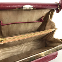 Load image into Gallery viewer, Original 1950s Burgundy Faux Leather Box Bag Made in 1953 for the Coronation