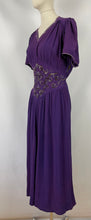 Load image into Gallery viewer, 1940s Purple Crepe Evening Dress with Sequin and Bead Detail - Bust 38 39 40