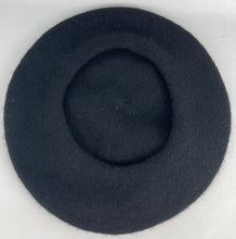 Load image into Gallery viewer, Original 1950s Inky Black Machine Knitted Beret with Paste Decoration