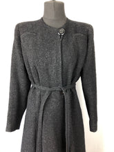 Load image into Gallery viewer, Original 1930s Inky Black Boucle Wool Belted Coat - Bust 36 38