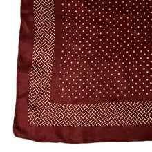 Load image into Gallery viewer, Original 1940's Rich Burgundy Silk Necktie with Cream Polka Dots - Vintage Pocket Square