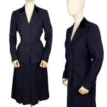 Load image into Gallery viewer, Original 1940's Dark Blue Single Breasted Wool Suit by Marcus of London - Bust 36 38