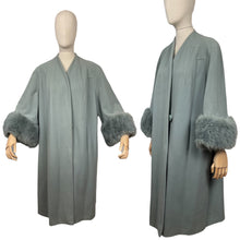 Load image into Gallery viewer, Absolutely Beautiful Original  Green 1950's Coat with Huge Faux Fur Cuffs - Bust 42 44 46