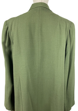 Load image into Gallery viewer, Original 1940's Volup American Made Green Lightweight Wool Crepe Coat - Bust 46 48