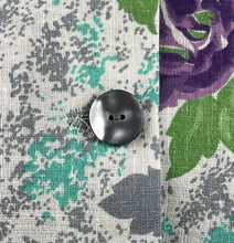 Load image into Gallery viewer, 1940's Reproduction Floral Print Blouse with Large Purple Roses and Grey Buttons Made From an Original 1940's Feed Sack - Bust 34"