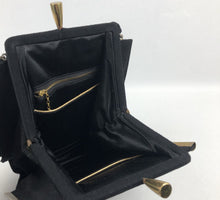 Load image into Gallery viewer, 1940s Black Box Bag with Gold Metal Trim
