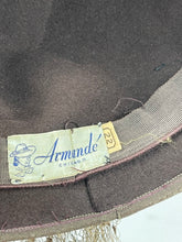 Load image into Gallery viewer, Original 1930's Warm Brown Felt Fedora with Squared Off Brim and Net Trim