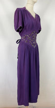 Load image into Gallery viewer, 1940s Purple Crepe Evening Dress with Sequin and Bead Detail - Bust 38 39 40