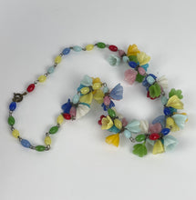 Load image into Gallery viewer, Original 1930's Multi Colour Glass Flower Necklace - Charming Vintage Piece