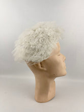 Load image into Gallery viewer, Original 1950’s White Straw Hat with Net and Silver Trim - Fabulous Fifties Hat *