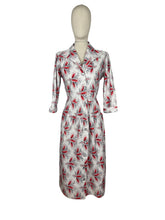 Load image into Gallery viewer, Original 1950's Black, White and Red Cotton Dress with Novelty Print of Wheat - Bust 36 38 *