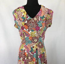 Load image into Gallery viewer, 1940s Bold Floral Dress in Pink, Teal, Chartreuse and Brown - Bust 34 35 35