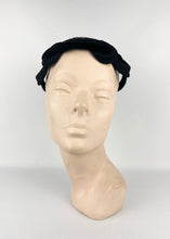Load image into Gallery viewer, Original 1950s Black Felt Beaded Hat with Paste Decoration