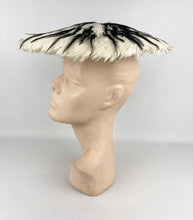 Load image into Gallery viewer, Original 1950's Black and White Feather Platter Hat - AS IS
