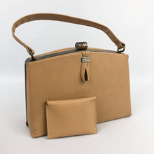 Load image into Gallery viewer, Original 1940s 1950s Tan Faux Leather Box Bag and Matching Coin Purse