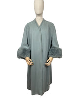 Load image into Gallery viewer, Absolutely Beautiful Original  Green 1950's Coat with Huge Faux Fur Cuffs - Bust 42 44 46