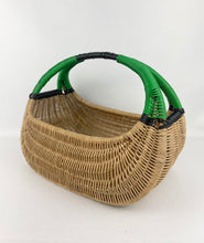 Load image into Gallery viewer, Original 1930's Wicker Basket with Black and Green Trim - Perfect Picnic Basket