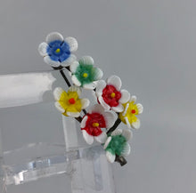 Load image into Gallery viewer, 1930s 1940s Tiny Glass Floral Brooch in Red, Green, Blue and Yellow