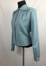 Load image into Gallery viewer, Original 1940s CC41 Blue Wool Blouse by Etam- B36 38