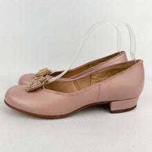 Load image into Gallery viewer, Original 1950's Baby Pink Leather Shoes with Gold Tone Trim - UK 4 4.5 *