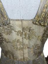 Load image into Gallery viewer, Original 1950's Berthe Alexandrie Gold Lame Organza Cocktail Dress - Bust 35 36