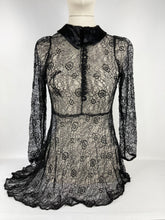 Load image into Gallery viewer, Original 1930s Black Lace Tunic Blouse with Asymmetrical Finish - Bust 32 33 34