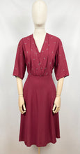 Load image into Gallery viewer, Original 1940s Red Crepe Beaded Dress - Wounded - Bust 38 39 40