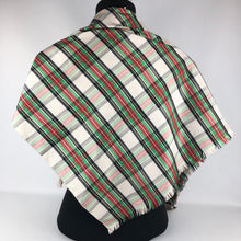 Load image into Gallery viewer, Original 1950s Artificial Silk Tartan Scarf in Red, Black, Green and Cream - Would Make a Great Headscarf