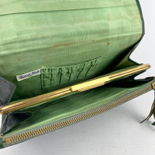 Load image into Gallery viewer, Original 1930's 1940's Green Leather Clutch Bag with Gold-Tone Accents