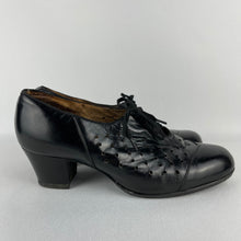 Load image into Gallery viewer, 1940s Black Leather Portland Lace Up Shoes - UK Size 5.5 *