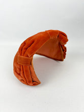 Load image into Gallery viewer, RESERVED Original 1950’s Rust Cotton Velvet Half Hat with Double Bow Trim - Perfect for Autumn
