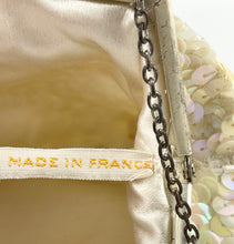 Load image into Gallery viewer, Original 1940's 1950's Pastel Sequin French Evening Bag with Glass Bugle Beads