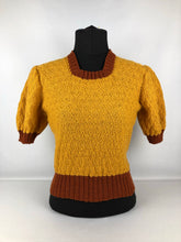 Load image into Gallery viewer, Reproduction 1930s Short Sleeved Jumper in Mustard and Rust - Bust 34 35 36