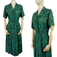Load image into Gallery viewer, Original Mode O’Day Green and Black Belted Day Dress - Bust 36 38 *