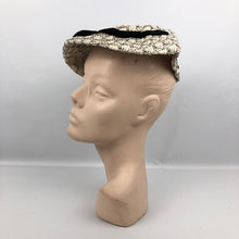Load image into Gallery viewer, 1950s New Look Hat in Black and White with Bow Trim