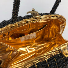 Load image into Gallery viewer, 1960s Hong Kong Made Black Beaded Bag with Gold Coloured Frame