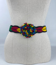 Load image into Gallery viewer, 1940's Style Colourful Felt Belt in Red, Green, Yellow and Blue Made From a 1941 Pattern Using Pure Wool Felt - Waist 29"