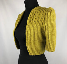 Load image into Gallery viewer, 1940s Style Hand Knitted Bolero in Lime - B34 36
