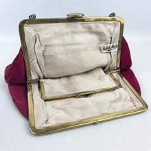 Load image into Gallery viewer, Original 1940's Burgundy Suede Set of Bag and Matching Gloves