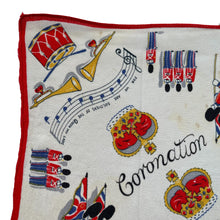 Load image into Gallery viewer, Original 1950's Queen Elizabeth II Coronation Souvenir Hankie in Crepe