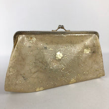 Load image into Gallery viewer, 1950s Gold Vinyl Clutch With Metallic Gold Lucky Four Leaf Clover Design