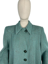 Load image into Gallery viewer, Original 1940’s CC41 True Volup Wartime Coat in Turquoise and Brown Tweed - Bust 44 46