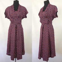 Load image into Gallery viewer, 1940s Patriotic Red, White and Blue Rayon Dress - Bust 36 38