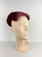 Load image into Gallery viewer, Original 1950's Burgundy Velvet and Straw Hat by Jacoll - Such a Classic Piece *