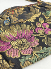 Load image into Gallery viewer, Original 1920's or 1930's Black Bag with Silk Embroidery in Gold and Jewel Tones