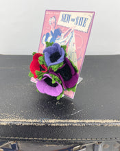 Load image into Gallery viewer, 1940's Felt Flower Anemone Corsage - Pretty Wartime Posy Brooch - Lilac, Red, Mauve and Purple