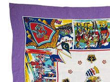 Load image into Gallery viewer, Original 1953 Queen Elizabeth II Coronation Commemorative Scarf - Bold Print on Purple Ground
