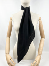 Load image into Gallery viewer, Original 1930's Black Crepe Dagger Point Scarf with Faggoting Detail - Great Christmas Gift