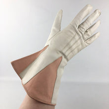 Load image into Gallery viewer, Utterly Amazing 1930s Two Tone Kid Leather Gauntlet Gloves in Pink and White